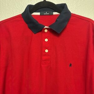 Ragman‎ Polo Shirt Red Pima Cotton Contrast Collar Size L